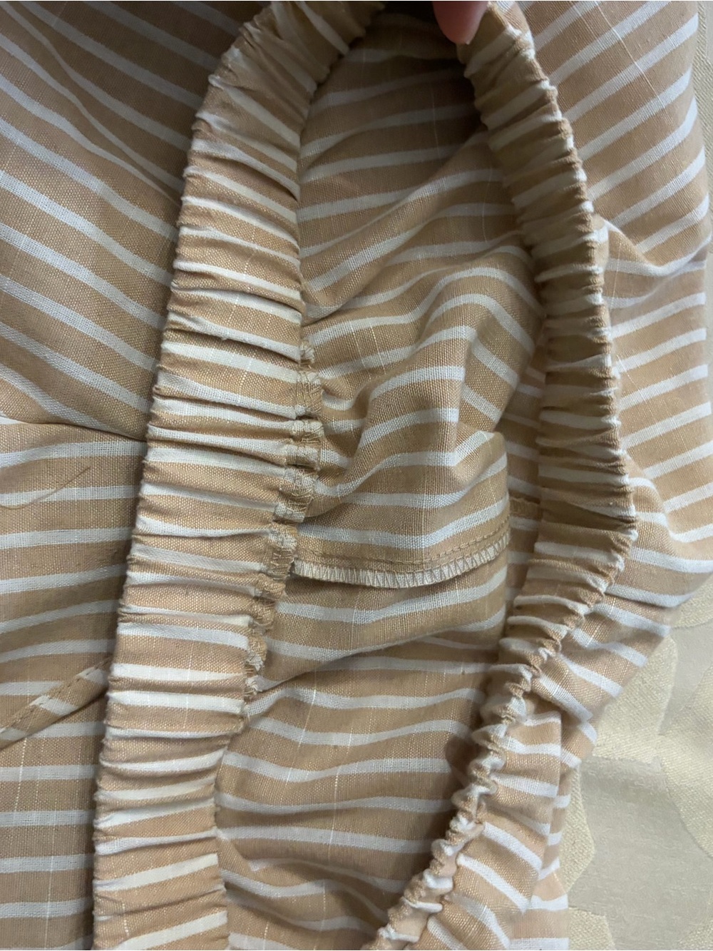 Beige and White Striped Straight-Leg Pants - Picture 10 of 12